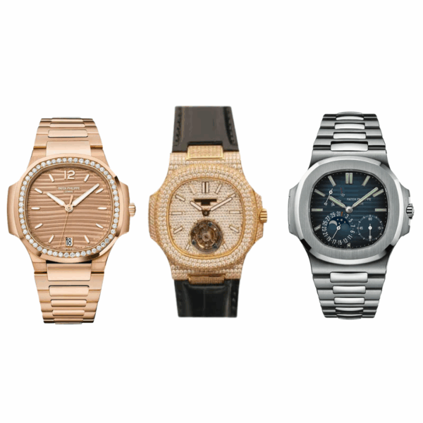 Combo di 3 orologi Patek Philippe Nautilus Rose Gold + Patek Philippe Tourbillion + Patek Philippe Moon Phase