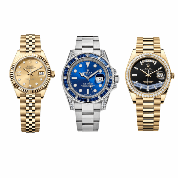 Combo di 3 orologi Rolex Submariner Diamond + Rolex Lady-Datejust + Relógio Rolex Day-Date